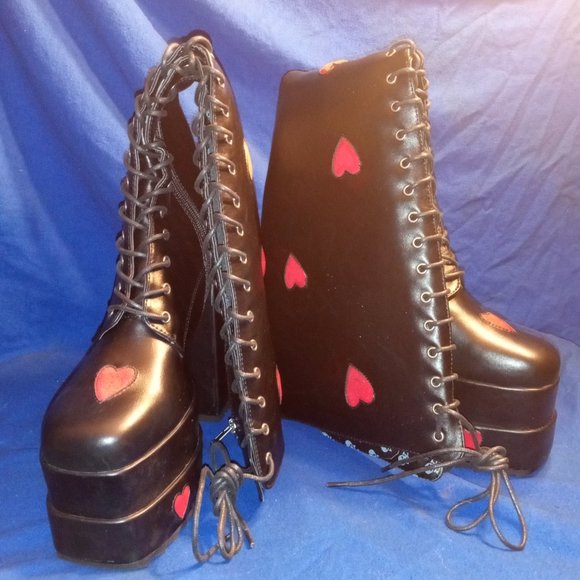 THE QUEEN OF THE NIGHT and HEARTS Chunky Platform Knee High Boots ( BRAND NEW ! - Picture 6 of 6